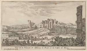 Kilátás a Navicule St. Estienne le Rondra és a Colosseumra Rómában alkotó: Israël Silvestre