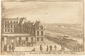 Kilátás a Monsieur de Bretonuiller házára az Isle Nostre Dame-en alkotó: Israël Silvestre