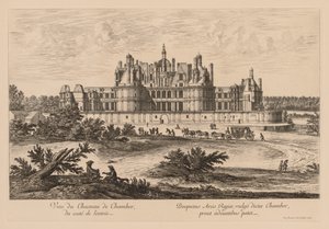 Kilátás a Château de Chambordra, a bejárat felől