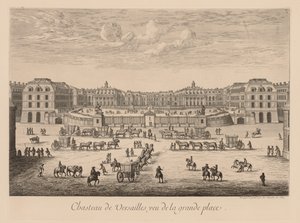 Kilátás a Versailles-i palotára, a Grande Place felől nézve