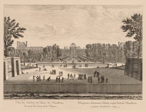 Kilátás a Tuileries-palotára és a kertekre, a Cours la Reine oldalról