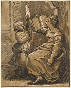 Sibyl Reading alkotó: Italian 16th Century, after Ugo da Carpi, after Raphael