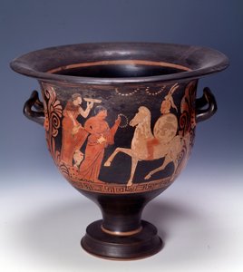 A cumae-i krater egy felajánlási jelenetet képvisel (terrakotta, ie 320-310)