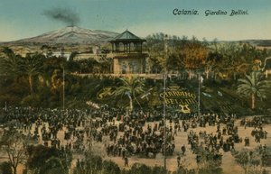 Bellini Garden, Catania, Szicília. 1913-ban feladott képeslap. alkotó: Italian Photographer