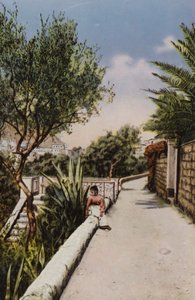 Capri: Via Tragara (színes litográfia) alkotó: Italian Photographer