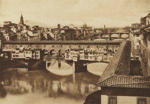 Firenze / Firenze: Kilátás a Lungarnóra a hidakkal, Vecchio, S Trinita, Carraia és di Ferro alle Cascine (f / w fotó) alkotó: Italian Photographer