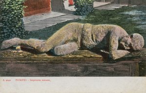 Megfagyott ember a pompeii múzeumban. 1913-ban feladott képeslap. alkotó: Italian Photographer