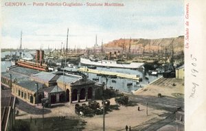 Ponte Federico Guglielmo és kompvégállomás, Genova alkotó: Italian Photographer