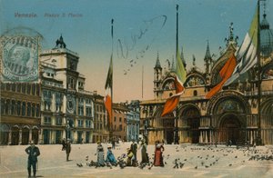 Szent Márk tér, Velence. 1913-ban feladott képeslap. alkotó: Italian Photographer