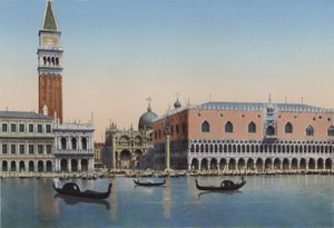 Velence, a Piazzetta San Marco és a Dózse-palota a lagúnából alkotó: Italian Photographer
