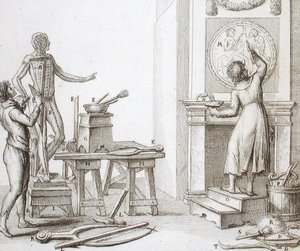 Szobrászműhely, 1800 körül (metszet) alkotó: Italian School