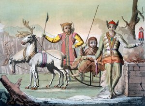 Egy bizonyos sámán kísérettel, Szibéria, 1820-30-as évek körül alkotó: Italian School