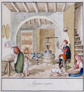 Rusztikus belső tér Cagliariban, nyomtatott ms. 258, Luzzetti Gyűjtemény alkotó: Italian School