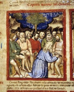 Ábrahám körülmetéli a zsidókat, illusztráció a "Páduai kódexből" 1390-1400 alkotó: Italian School