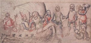 Add hozzá 15477 fol.2v Jason útjára indul Guido de Columnis (vellum) „Liber de Casu et Ruina Trojae” című művéből. alkotó: Italian School