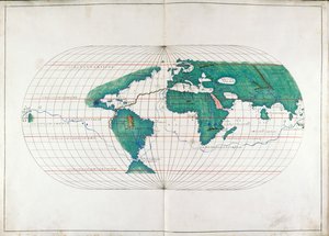 Hozzáadás. 19927, ff.12v-13 Világtérkép, illusztráció a „Portolan Atlas”-ból alkotó: Italian School