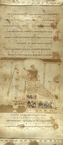 Adja hozzá az MS 30337 f.3-4 Montecassino Exultet tekercset, c.1075-1080 (vellum) alkotó: Italian School