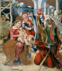 A mágusok imádása. Panel, a szardíniai bortigali-i Santa Maria degli Angeli templom lebontott retablo része alkotó: Italian School