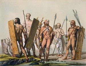 Ősi kelta harcosok harchoz öltözve, sámánnal, 1800-18 körül alkotó: Italian School