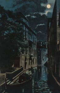 Hátsó csatorna, Velence (színes litográfia) alkotó: Italian School