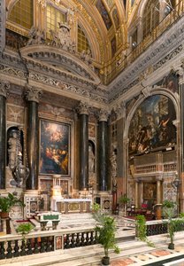 Barokk művészet: A római Jézus Szent Neve (chiesa del Gesu) jezsuita templomának belső képe alkotó: Italian School