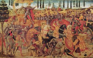 Dareiosz (i.e. 399-330) és Nagy Sándor (i.e. 356-323) csatája (olaj a táblán) alkotó: Italian School