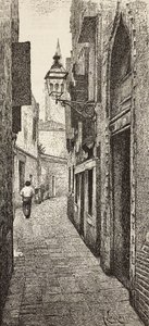 Carlo Goldoni háza Velencében, Olaszországban, metszet A Lazzaretti rajzából, L