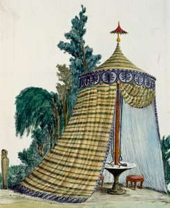 Kínai pavilon a kertben, 1810 körül, metszet, Olaszország alkotó: Italian School