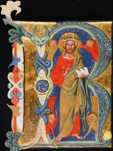 Krisztus, a Megváltó – R kezdőbetű egy nagy formátumú világító kéziratból, 1380 körül alkotó: Italian School
