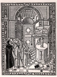 Templomi kórus, Franchino Gaffurio (1451-1522) illusztrációja a Practica Musicae-ből, Velencében 1512 alkotó: Italian School