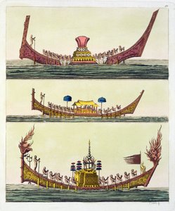 Cochin kínai hajók, Giulio Ferrario Le Costume Ancien et Moderne illusztrációja, megjelent az 1820-as és 30-as évek körül alkotó: Italian School