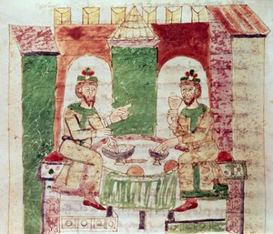Codex 142 Livre 16 4. fejezet A gazdagok asztala, Rabanus Maurus (780-856 körül) a De Universóból, 1023 alkotó: Italian School