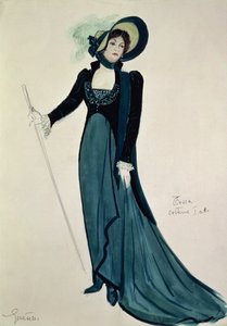 Tosca jelmezterve Puccini „Tosca” című operájából (ceruza és WC papíron) alkotó: Italian School