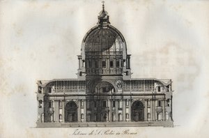 A római Szent Péter-bazilika (Szent Péter-bazilika) keresztmetszete - metszet az Univerzum minden népének szokásai és hagyományaiból. Ez a kormányzás, a törvények, a milícia és minden nemzet vallásának története a legtávolabbi időktől egészen a alkotó: Italian School