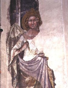 Pálmaágat tartó, koronás alak, valószínűleg angyal (freskó) alkotó: Italian School