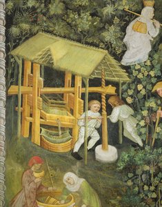 Szőlő zúzás. A borprés (freskó) alkotó: Italian School