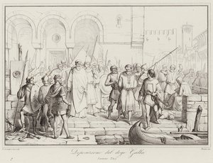 Galla dózse lerakása, 750 (metszet) alkotó: Italian School
