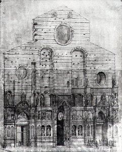 A Santa Maria del Fiore vagy a firenzei dóm homlokzatának kialakítása (toll és tinta papíron) (fekete -fehér fotó) alkotó: Italian School