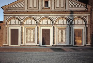 A templom homlokzatának részlete alkotó: Italian School