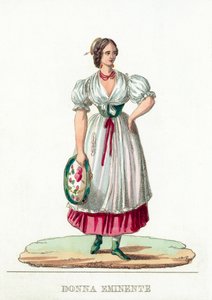 Donna Eminente (színes metszet) alkotó: Italian School