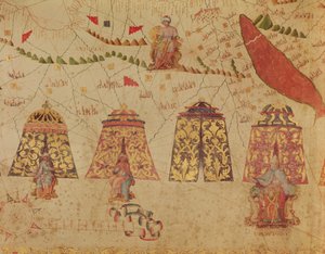 Kelet-Afrika és a Vörös-tenger Prester Johnnal és Afrika legendás királyaival, részlet Vesconte de Maggiolo Földközi-tenger térképéről, 1563