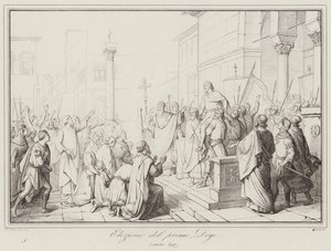 Elezione del primo Doge, 697 (engraving) alkotó: Italian School