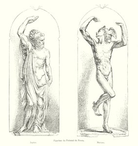 Figurines du Piedestal du Persee, Jupiter, Mercure (metszet) alkotó: Italian School