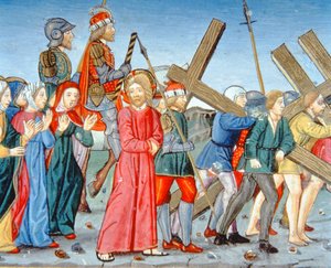 Fol.116v Krisztust a kálváriára vezetik (vellum) alkotó: Italian School