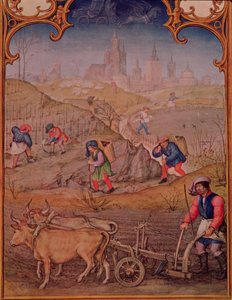Fol.3v Március hónap: Working in the Fields, a Breviarum Grimanitól alkotó: Italian School