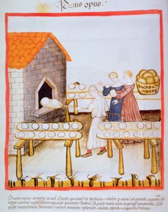 Fol.63v Sütés barna kenyér, illusztráció a Tacuinum Sanitatis alkotó: Italian School