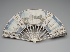 Összecsukható ventilátor, kilátással a római műemlékekre, 1780-1790-es évek alkotó: Italian School