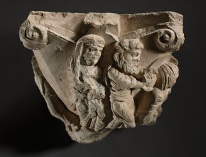 Főváros töredéke jelenetekkel Mária csecsemőkorából, a Monopoli katedrális műhelye, 1100-as évek eleje alkotó: Italian School