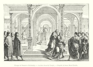 Domenico Ghirlandajo freskója, Joachim üldözése a templomból, Santa Maria Novella kápolna (metszet) alkotó: Italian School