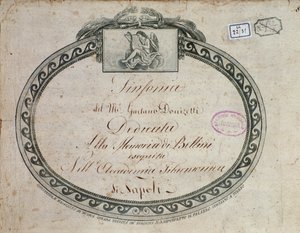 Gaetano Donizetti (1797-1848) "Esz-dúr szimfónia: Bellini emlékének szentelt" című művének előlapi részlete. alkotó: Italian School